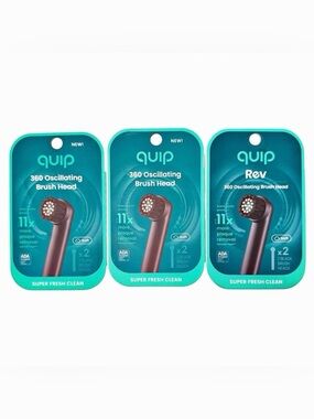 {3 Boxes} QUIP 360 Oscillating Toothbrush Replacement Heads ~ 6 Total ~ NEW